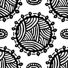 Seamless pattern with ethnic sun, mandala. Turkish, Indian, Persian, African.