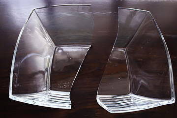 broken glass plate, transparent chopped glass
