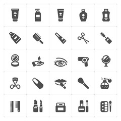 Icon set - Cosmetic filled icon style vector illustration on white background 