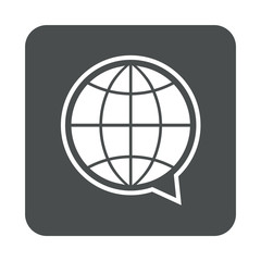 Icono plano global en burbuja en cuadrado gris