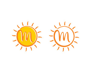 Letter M and Sun Logo Icon 001