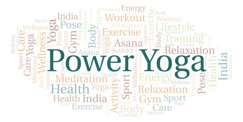 Obraz premium Power Yoga word cloud.
