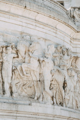 The architecture of Rome and the Italian style in stucco. Sights of the old town, tourist places. Street art, world heritage. Miracle of light. Carved columns and capitals