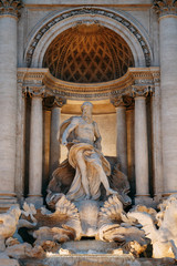 The Trevi fountain in Rome, a beautiful sight. Ancient architecture and sculpture. Art on the street, the most beautiful fountain in Europe © pavelvozmischev