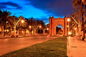 Arc de Triomphe in Parc de la Ciutadella at dusk, Barcelona