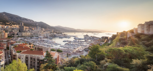 Obraz premium Monaco from above at sunrise on sunny summer day