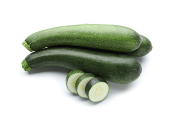 Fresh zucchini on white background