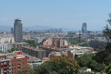 Fototapeta na wymiar View on Barcelona from Montjuic mountain