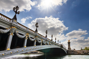 The Pont Alexandre III over the river Seine at Invalides in Paris, France, in spring 