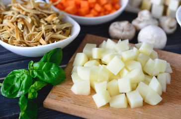 Fresh Diced Potatoes on board