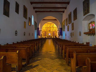 Fototapeta premium Colombia, Villa de Leyva (Church Nuestra Senora del Rosario) part of the Boyaca, department of Colombia. Parish church on the plaza central