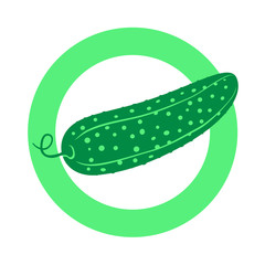 Cucumber in circle. Vector illustration. Flat. Color 1.
