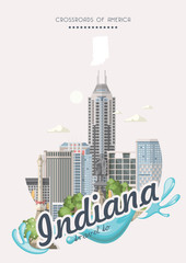 Fototapeta premium Indiana state. United States of America. Postcard from Indianapolis. Travel vector