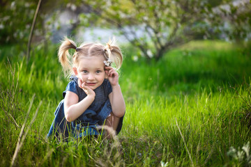 girl and green grass