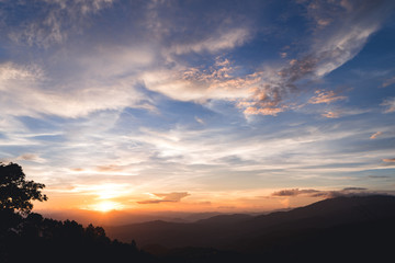 Sunset Beautiful sky at sunset On the Moutain
