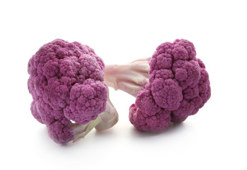 Purple cauliflower on white background