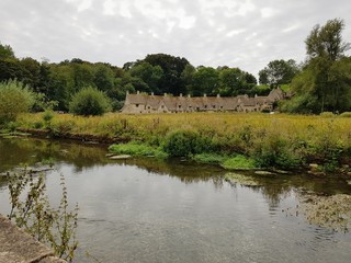 Old, historic, country houses in Bibury, Cotswolds, England