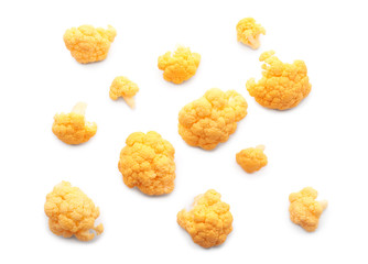 Yellow cauliflower cabbage on white background