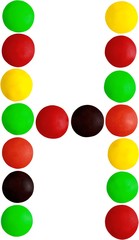 Letter H made out of candy