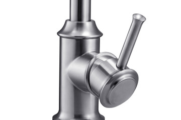 Stainless steel faucet partial close-up