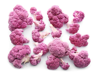 Purple cauliflower cabbage on white background