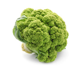 Green cauliflower cabbage on white background