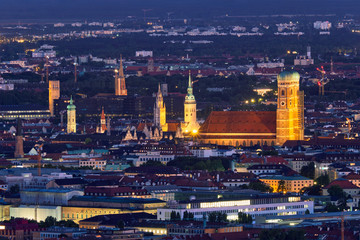 Fototapeta premium Night aerial view of Munich, Germany