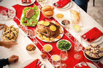 Table set for festive Christmas dinner