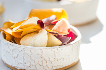 Bowl of Healthy Snack from Vegetable Chips
