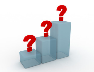 Growing problem concept, question marks