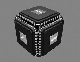 multicore powerful chip concept. 3d illustration