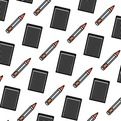 notebook school with pen pattern
