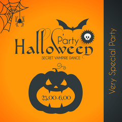 Halloween Party Silhuette Design Template with Pumpkin, Cobweb, Spider and Bat