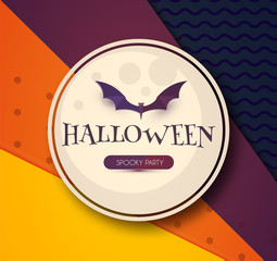 Halloween Party Design Template with Moon Light and Bat.