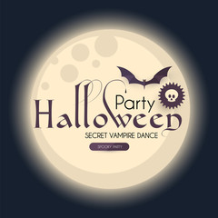 Halloween Party Design Template with Moon Light and Bat.