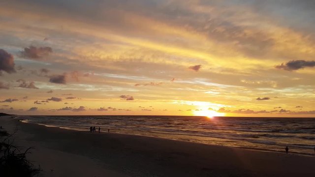 Sunset at the Lubiatowo Beach, Baltic Sea, Poland. Beautiful colours.