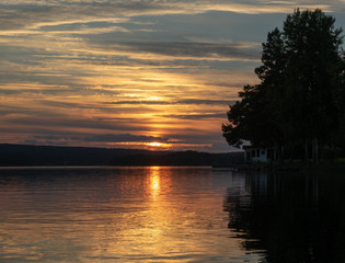 Golden sunset at a lake