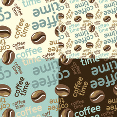 Coffee time letters and coffee beans pattern