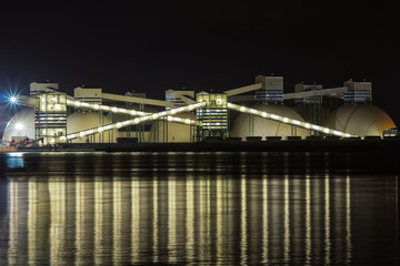 Fototapeta na wymiar The oil terminal in Riga, Latvia in the summer night