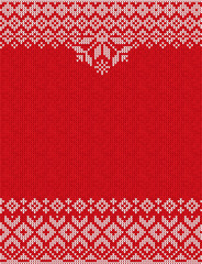 Merry Christmas Happy New Year greeting card frame knitted pattern