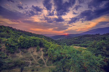 Fototapeta na wymiar view of a majestic sunset of the Rila mountain, Bulgaria. Mountains landscape