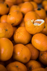 Oranges in a stand of Bastille street market in Paris, France