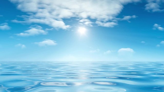 Ocean with bright blue sky at daytime loopable animation