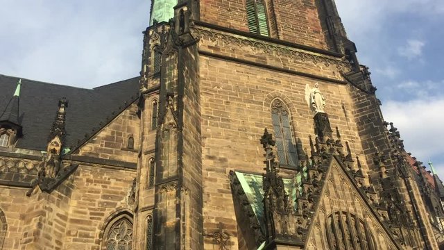 A belltower of the Evangelical Lutheran St. Marien church in Zwickau, Saxony, Germany