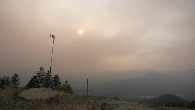A smokey sunset on top of Woodrat Mountain in Southern Oregon.