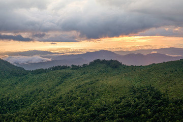 Mountain landscape sunset