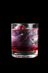 Summer cocktail on isolated black background