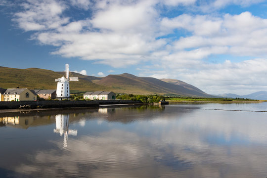 scenic view of  Blennerville windmill on The Dingle peninsula in County Kerry, Ireland