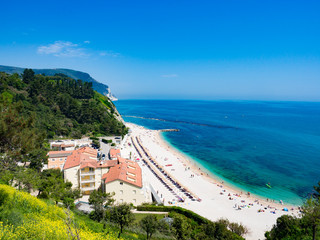 The wonderful and unspoiled beach of Numana, mount Conero, Italy.