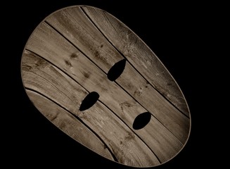 wooden mask 3d illustration